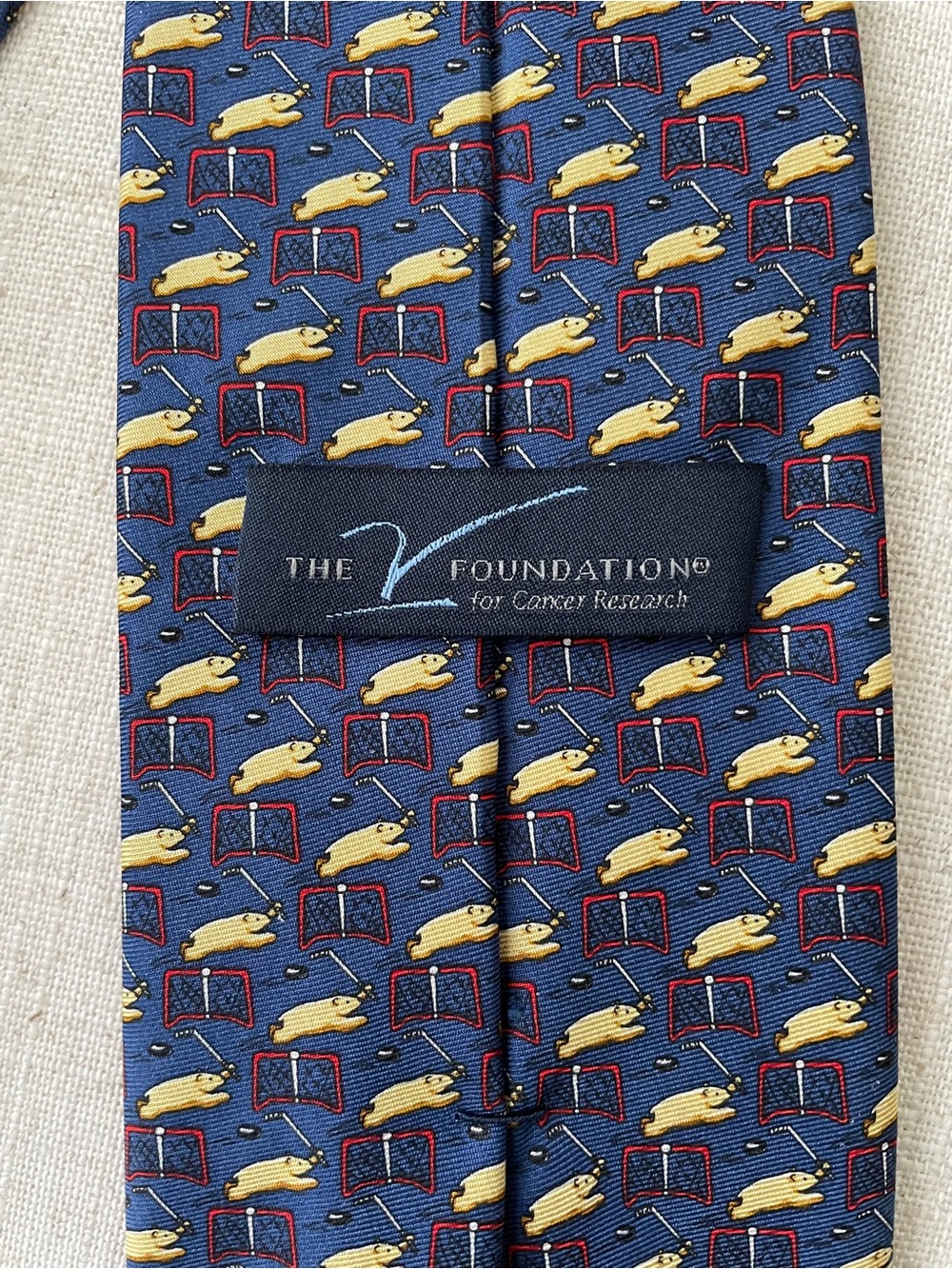 Men's “Flying Bruin” Patterned Silk Tie in Blue/Yellow Motif - Picture 2 of 4